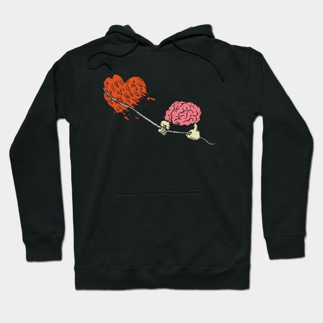 BRAIN VS HEART Hoodie by THEIDEASTUDIO